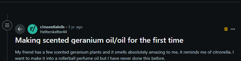 Geranium Oil user experience