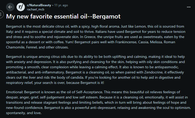 People Experienced Bergamot Oil