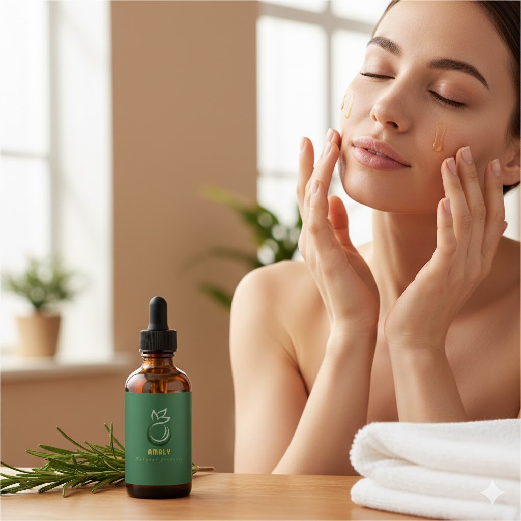 The women applying the bergamot oil on skin